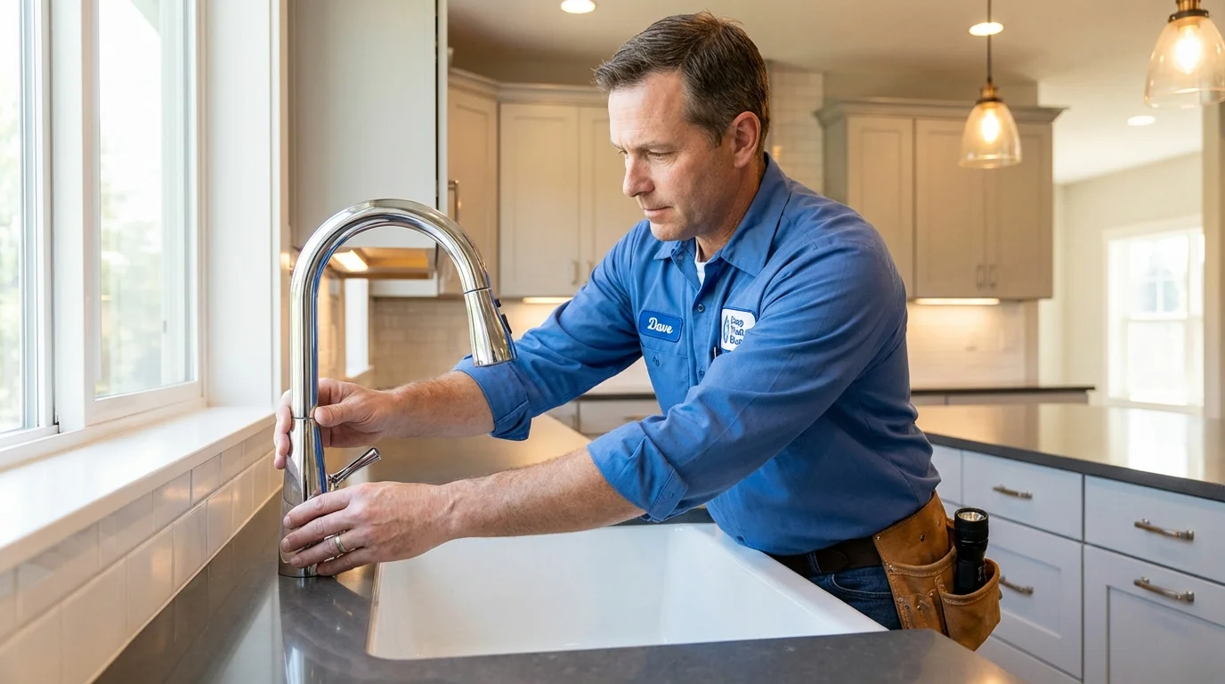 Kitchen faucet installation by Johns Plumbing LLC in Hadley